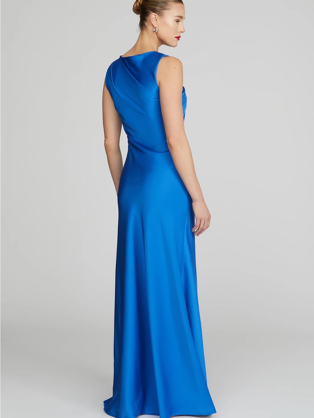 Francine Satin Gown in Oceanic Blue - Picture 2 of 7